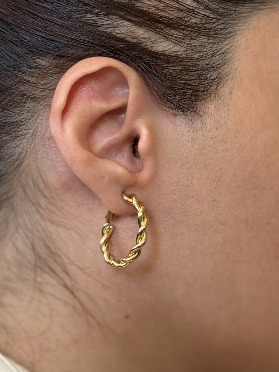 گوشواره حلقه ای روکش طلا - کد 65